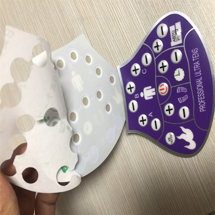 OEM Silk Screen Graphic Overlay Membrane Switch Keypad PET PC Foil Sticker With Adhesive for Foot Massager Medical Equipment