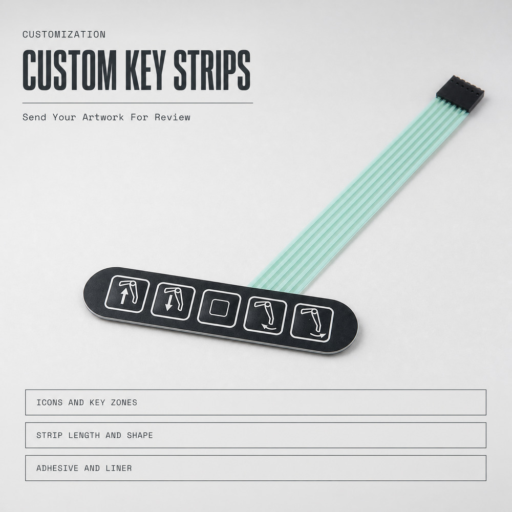 Custom 5-Key Membrane Switch Control Panel with Graphic Overlay Alibaba Supplier