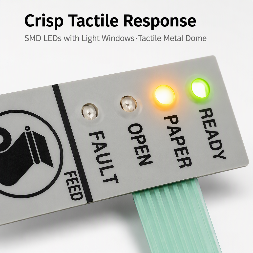 Custom LED Membrane Switch Indicator Panel Membrane Keypad with Status Lights for POS Medical Industrial Equipment