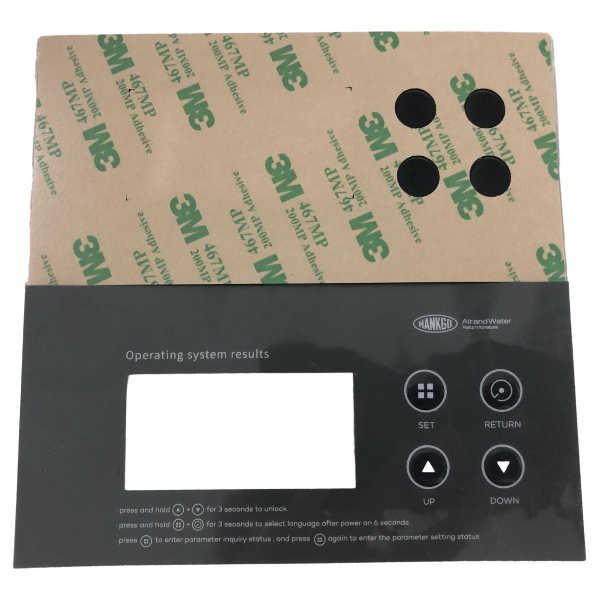 OEM Silk Screen Graphic Overlay Membrane Switch Keypad PET PC Foil Sticker With Adhesive for Foot Massager Medical Equipment
