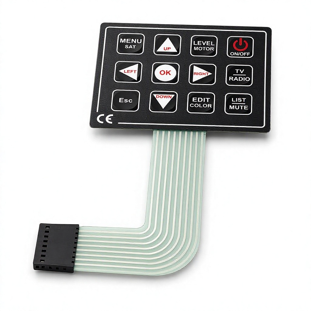 12-Key Matrix Membrane Switch Custom Overlay Keyboard Panel for Industrial Control and Remote Controller