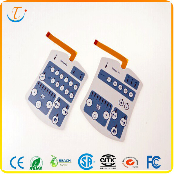 Custom Embossing Button Tactile Membrane Switch Keypad Waterproof PET Panel With FPC Tail for Remote Controller