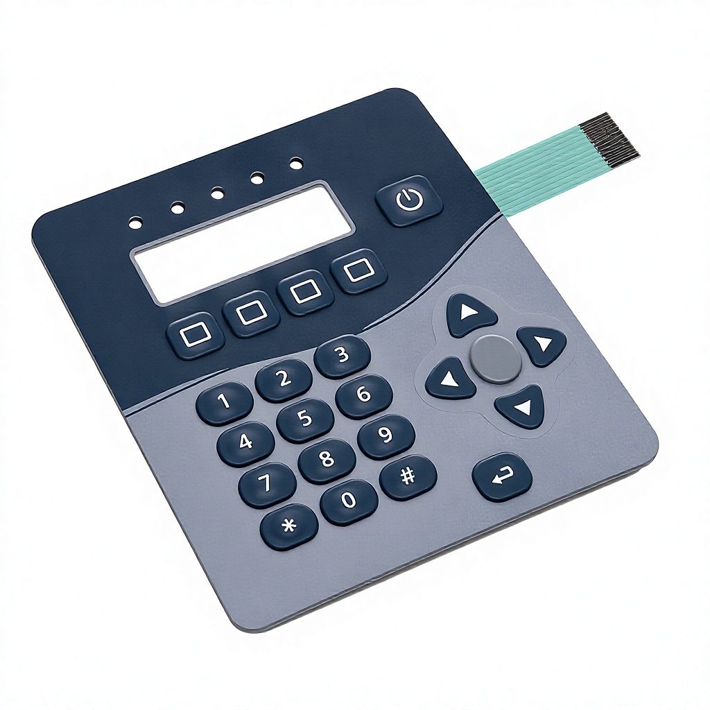 Custom Membrane Switch Panel Ribbon Cable Interface Display Window Indicator LED for Industrial Appliance Medical Control