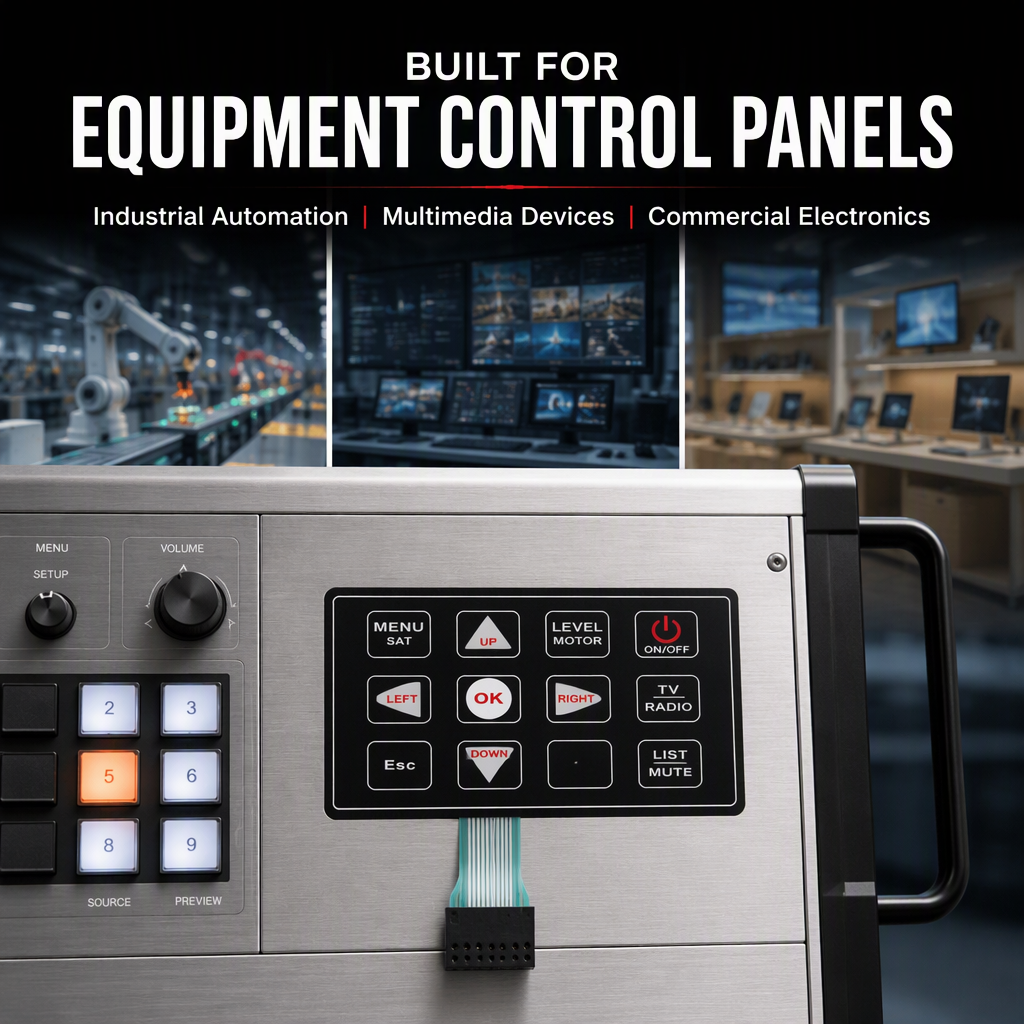 12-Key Matrix Membrane Switch Custom Overlay Keyboard Panel for Industrial Control and Remote Controller