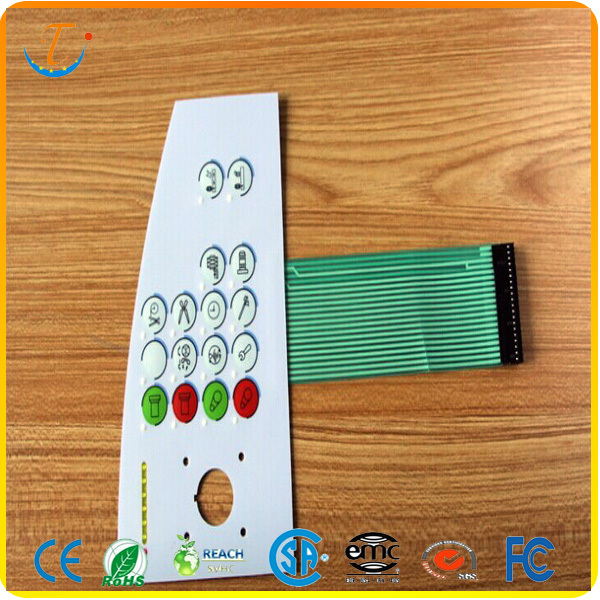 0.125mm Glossy PET Material Membrane Switch Keyboard Circuit with 3M467 Adhesive 2NO for Vending Machine Application