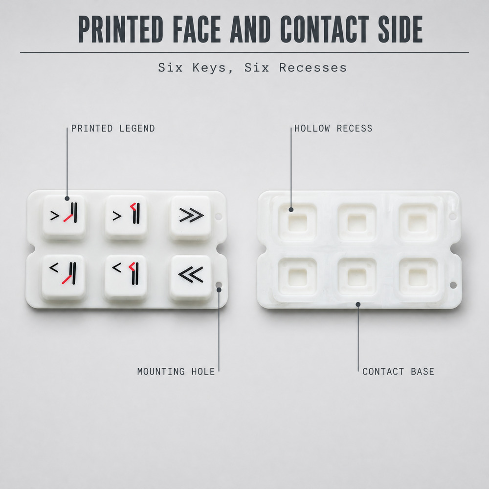 Custom Silicone Rubber Membrane Keypad Cover with Printed Control Symbols Panel