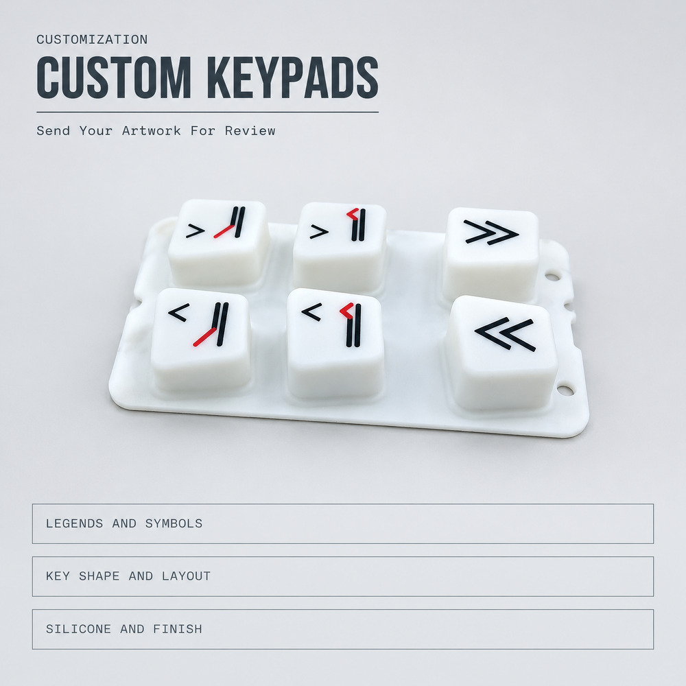 Custom Silicone Rubber Membrane Keypad Cover with Printed Control Symbols Panel