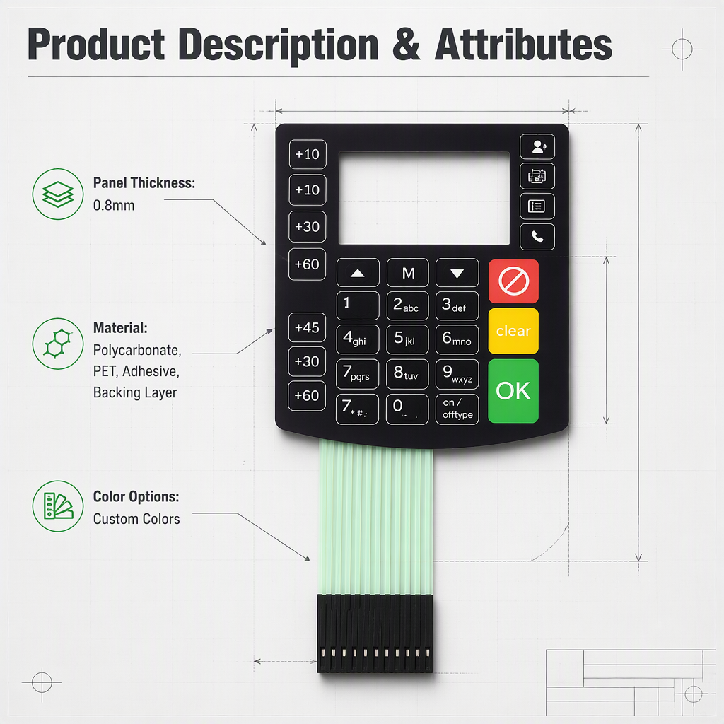 Custom Membrane Keypad Panel Capacitive Touch Switch Key Pad for Industrial Control Home Appliance