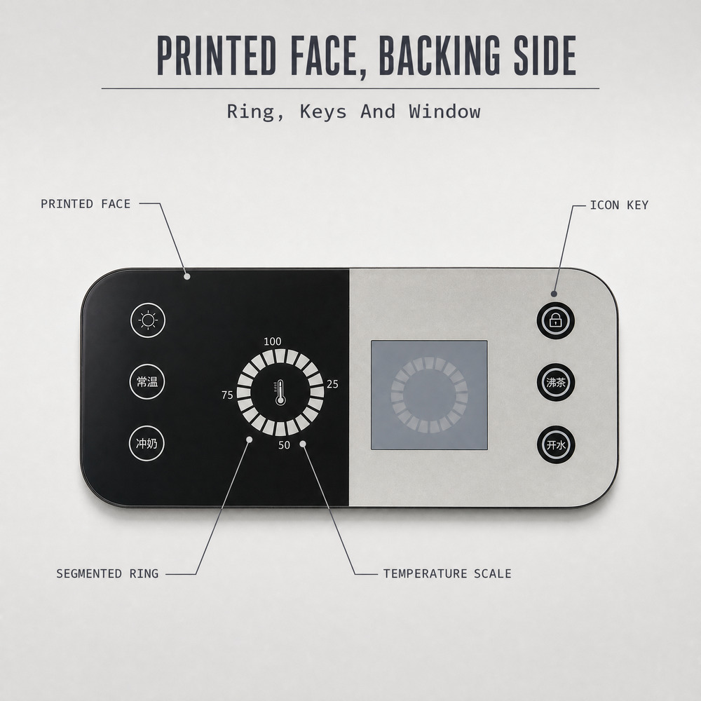 Water Dispenser Membrane Switch Control Panel with LED display PC/PET/PMMA Graphic Overlay panel