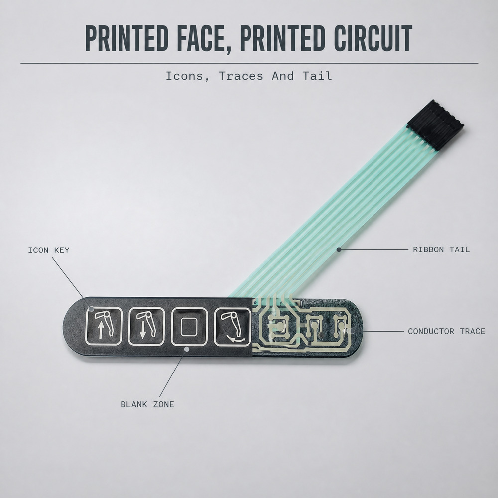 Custom 5-Key Membrane Switch Control Panel with Graphic Overlay Alibaba Supplier