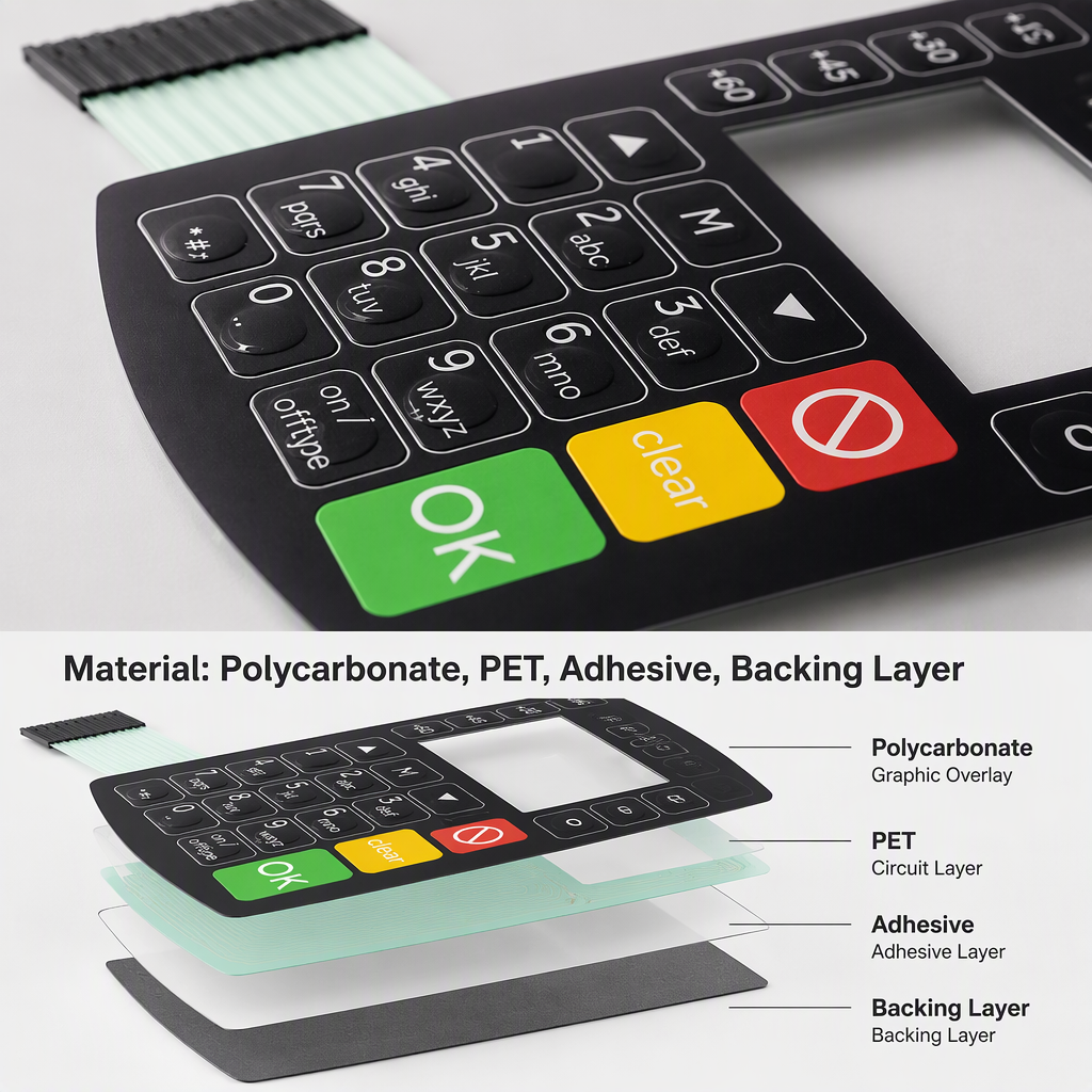 Custom Membrane Keypad Panel Capacitive Touch Switch Key Pad for Industrial Control Home Appliance