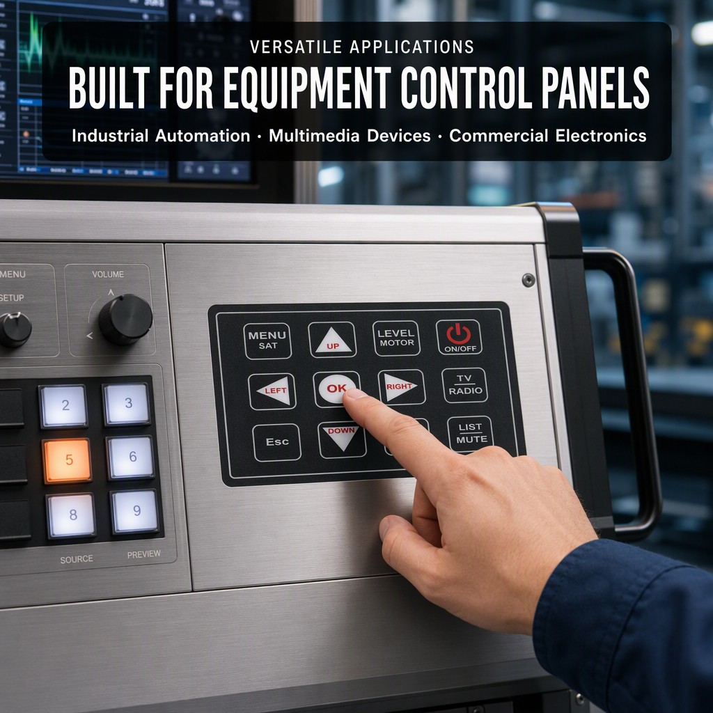 12-Key Matrix Membrane Switch Custom Overlay Keyboard Panel for Industrial Control and Remote Controller