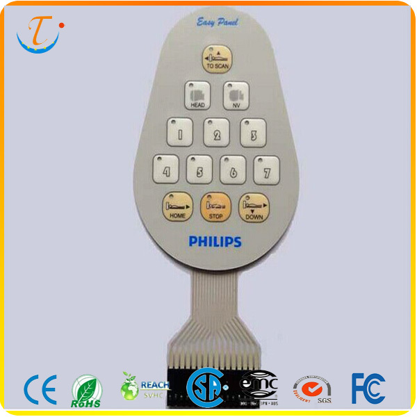 0.125mm Glossy PET Material Membrane Switch Keyboard Circuit with 3M467 Adhesive 2NO for Vending Machine Application
