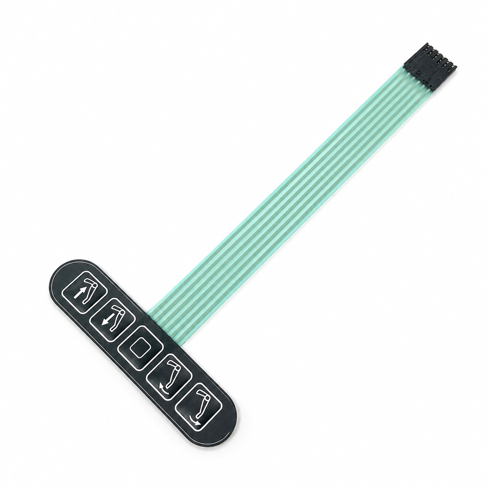 Custom 5-Key Membrane Switch Control Panel with Graphic Overlay